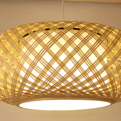 Light Effect of Joyce Bamboo Woven Pendant Basket Shade