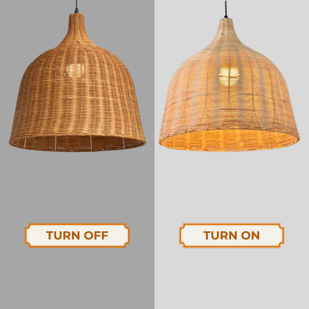 Brown Rattan Bell Pendant Light Shade