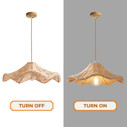 Lighting Effect of Ariel Rattan Wave Pendant