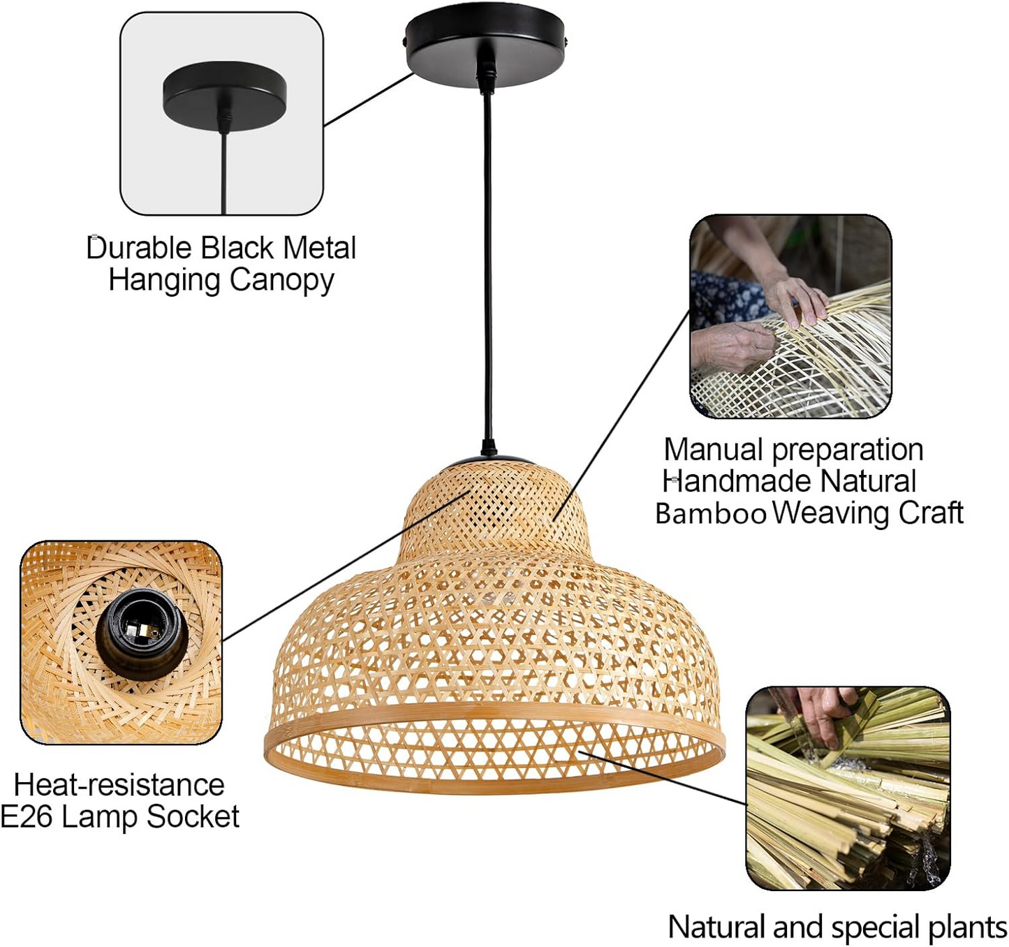 Lily Dome Woven Pendant Light Shade Details