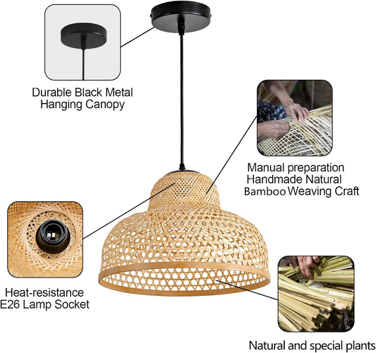 Lily Dome Woven Pendant Light Shade Details