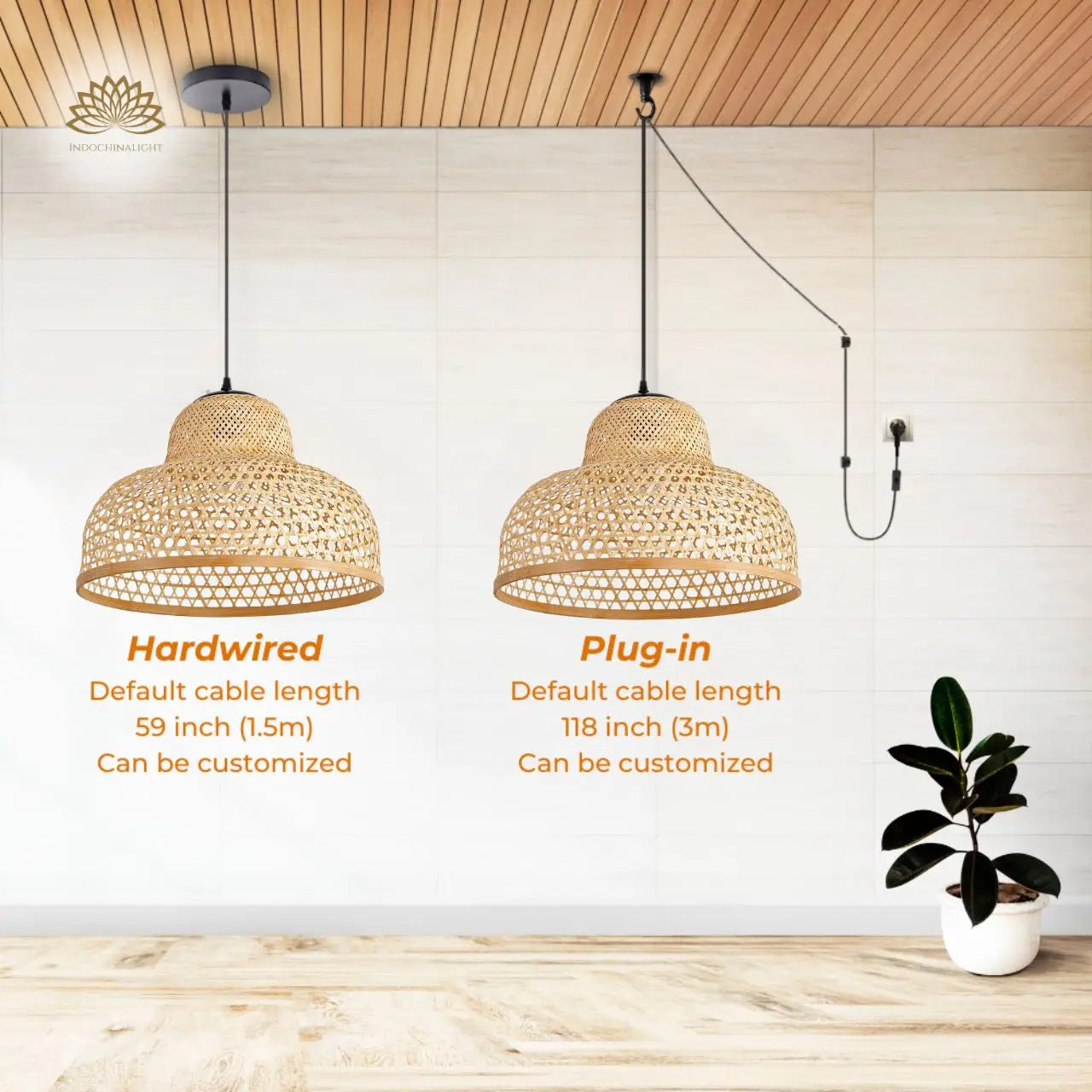 Lily Handwoven Bamboo Pendant Light's accessories type