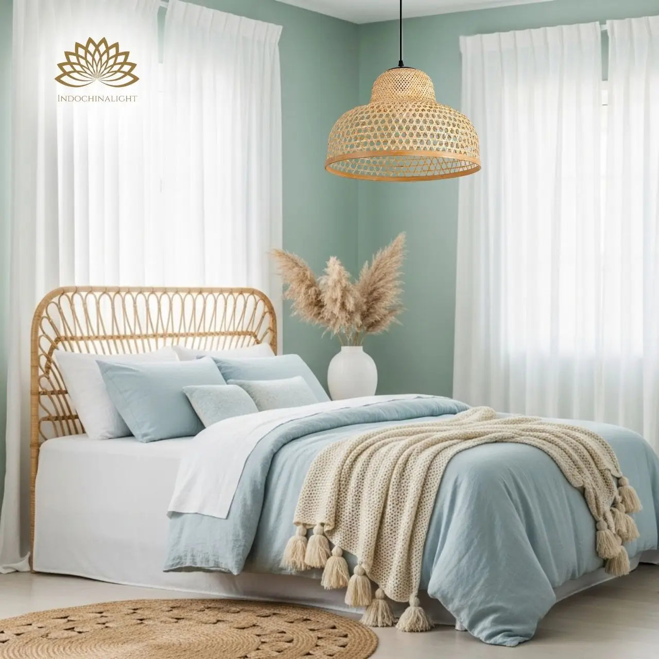 Lily Handwoven Bamboo Pendant Light for bedroom