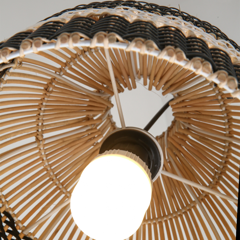 Littleglovo Small Black Basket Light Rattan Shade