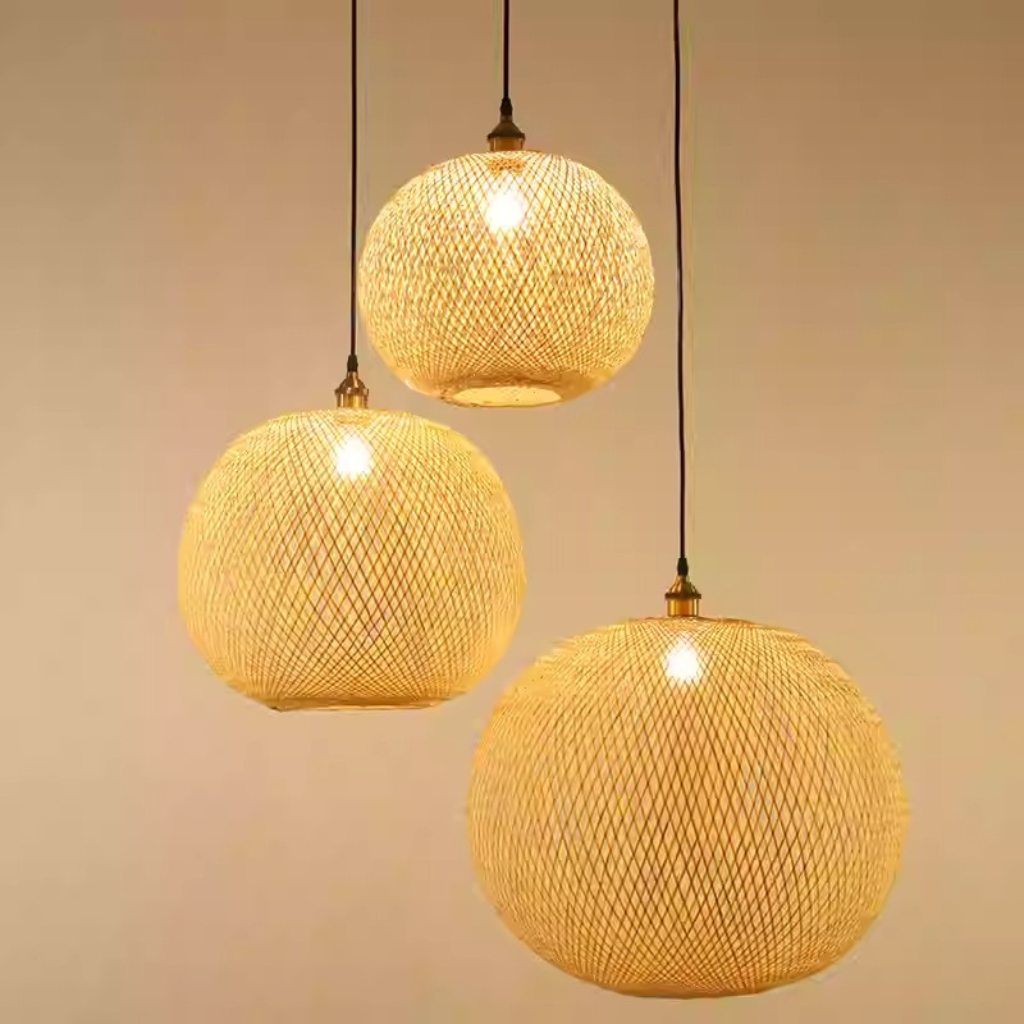 Lucy round bamboo hanging light 