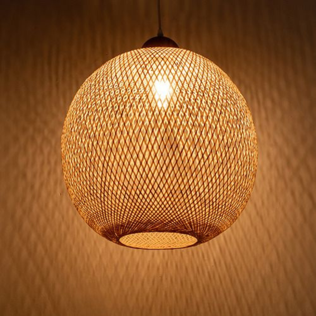 Lucy round bamboo woven pendant light 