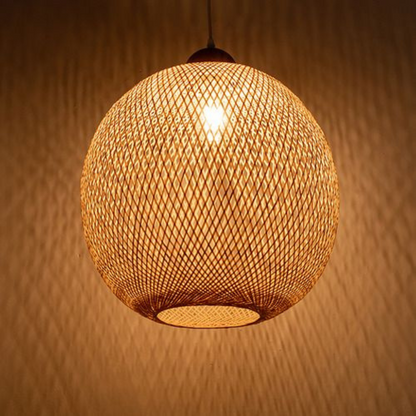 Lucy round bamboo woven pendant light 