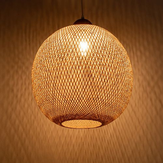 Lucy round bamboo woven pendant light 