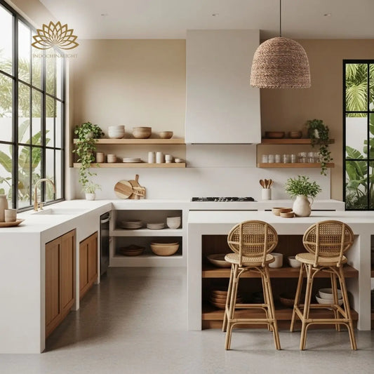 Lydia Wicker Pendant Light for kitchen island