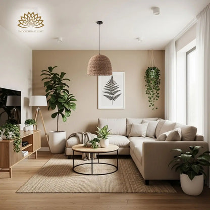 Lydia Wicker Pendant Light for living room