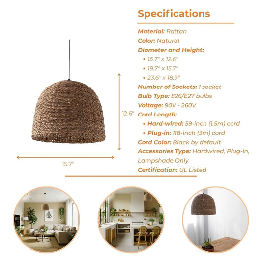 Lydia Wicker Pendant Light's specifications
