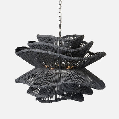 Made Goods Alondra Black Wavy Rattan Pendant Light Effect