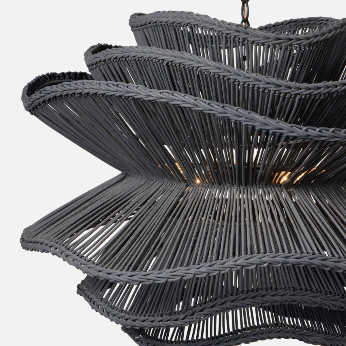 Made Goods Alondra Black Wavy Rattan Pendant Light Shade