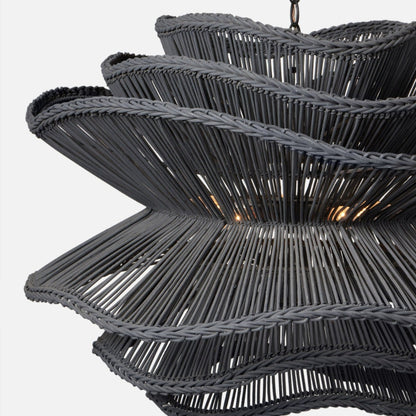Made Goods Alondra Black Wavy Rattan Pendant Light Shade