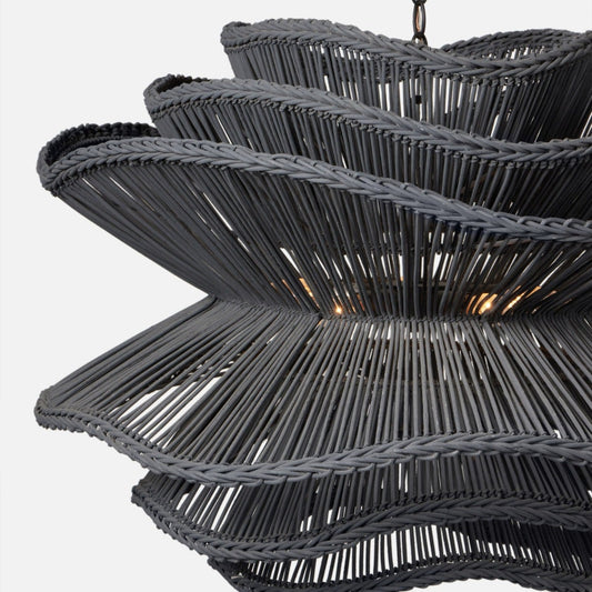Made Goods Alondra Black Wavy Rattan Pendant Light Shade