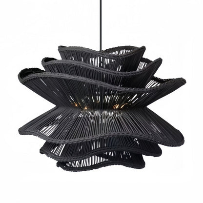 Made Goods Alondra Black Wavy Rattan Pendant Light
