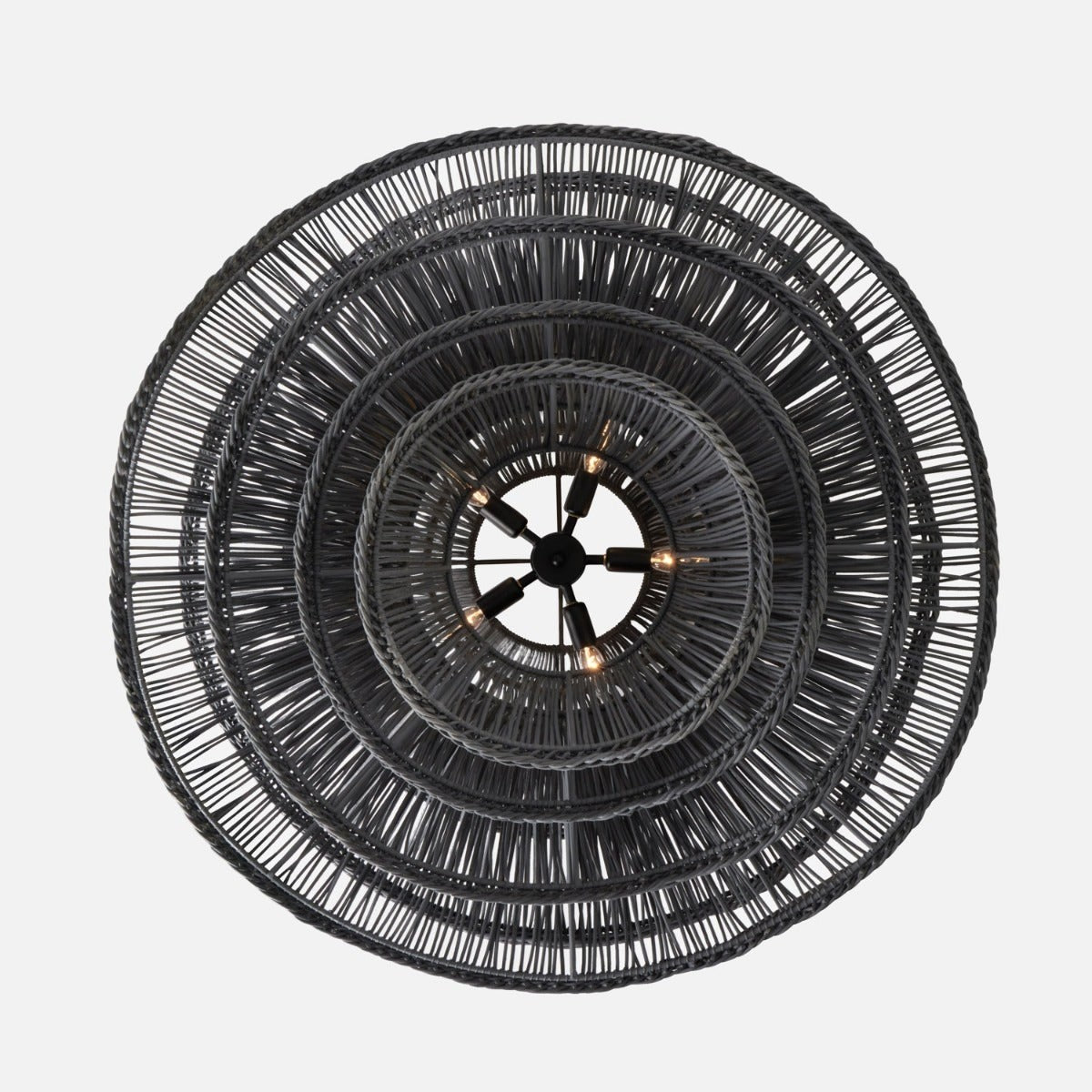 Made Goods Alondra Black Wavy Rattan Pendant Oversized Shade from Bottom