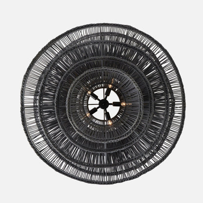 Made Goods Alondra Black Wavy Rattan Pendant Oversized Shade from Bottom