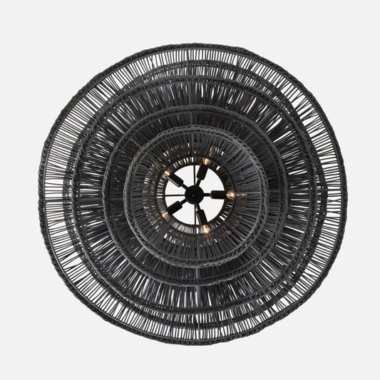 Made Goods Alondra Black Wavy Rattan Pendant Oversized Shade from Bottom
