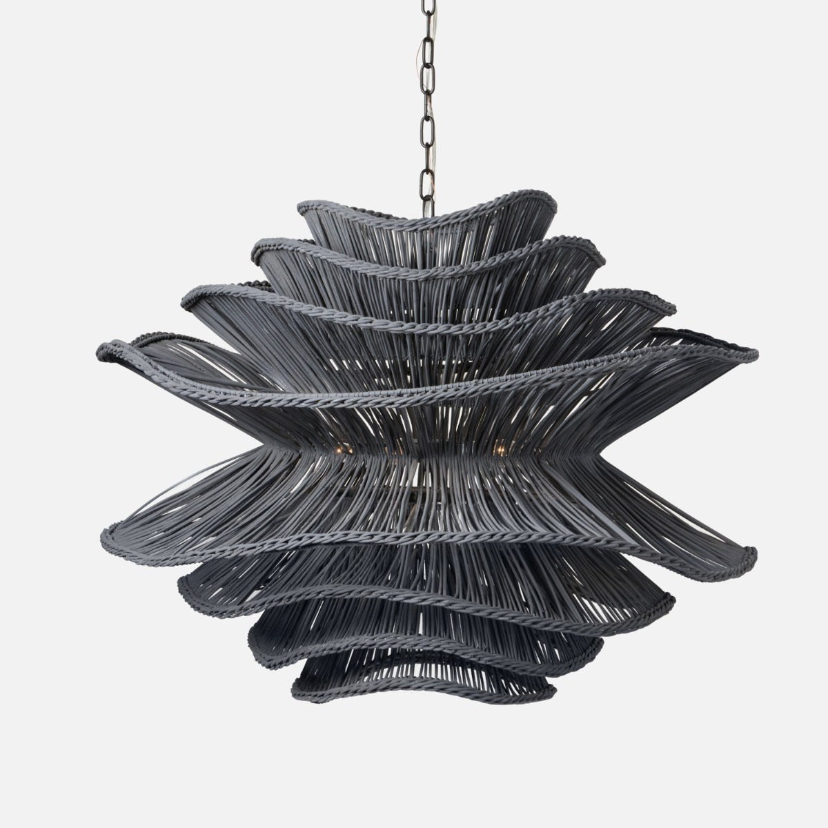 Made Goods Alondra Black Wavy Rattan Pendant Oversized Shade
