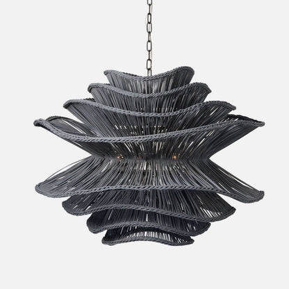 Made Goods Alondra Black Wavy Rattan Pendant Oversized Shade