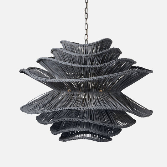 Made Goods Alondra Black Wavy Rattan Pendant Oversized Shade
