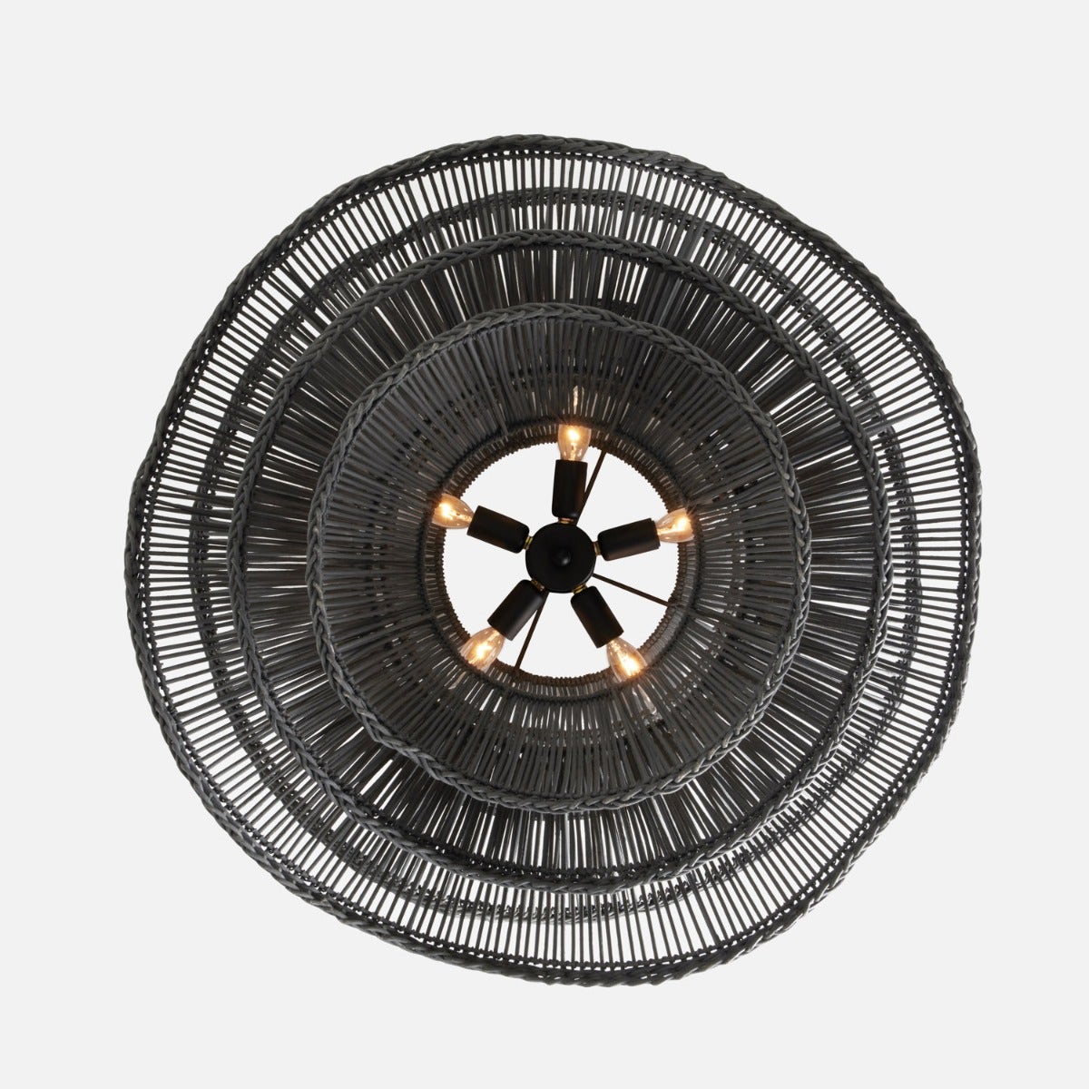 Made Goods Alondra Black Wavy Rattan Pendant Shade from Bottom