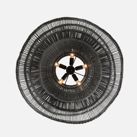 Made Goods Alondra Black Wavy Rattan Pendant Shade from Bottom