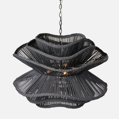 Made Goods Alondra Black Wavy Rattan Pendant Shade Light Effect