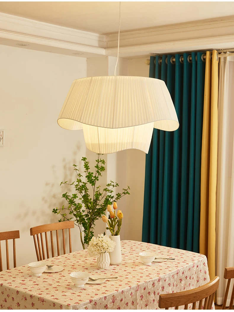 Madio White Nordic Fabric Pendant Light - Handcrafted Wabi Sabi Pendant Light | IndochinaLight