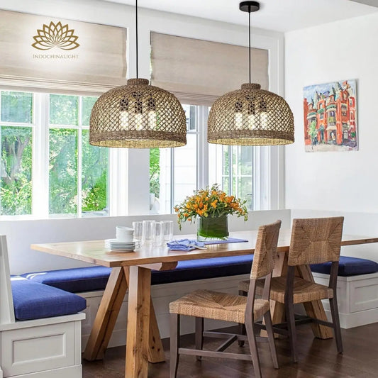 Magnolia Wicker pendant light for dining room