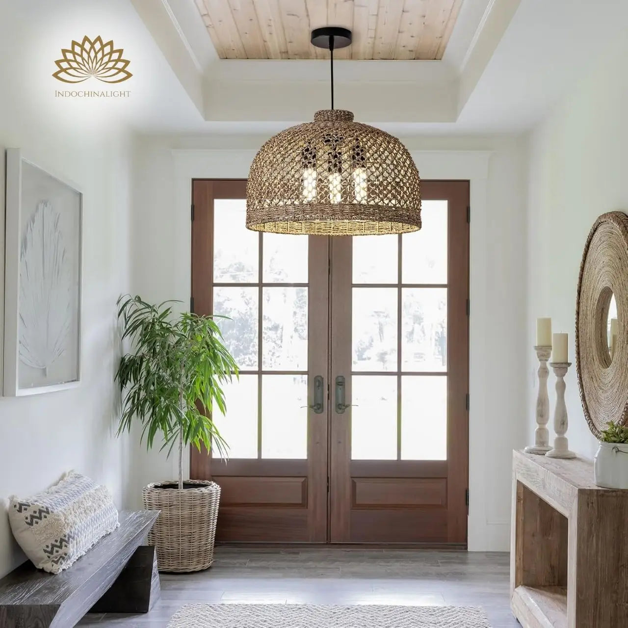 Magnolia Wicker pendant light for living room