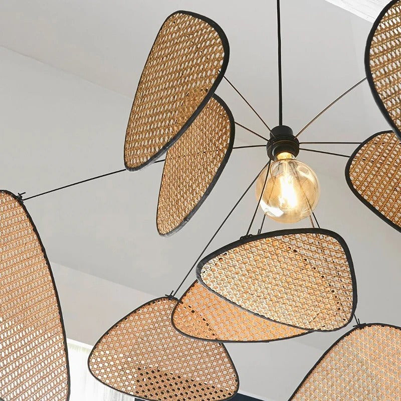 Extra Large Rattan Screen Cannage Suspension Pendant Light