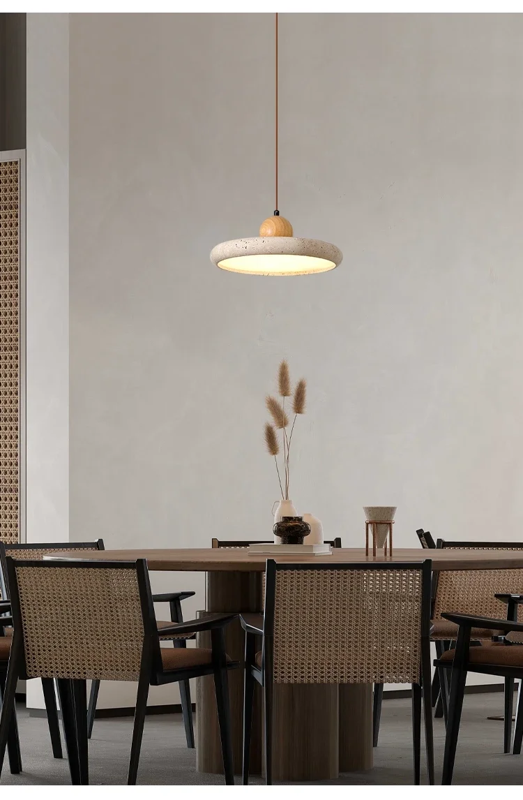 Mannelli Wabi Sabi Circular Travertine Stone Pendant Light for dining room