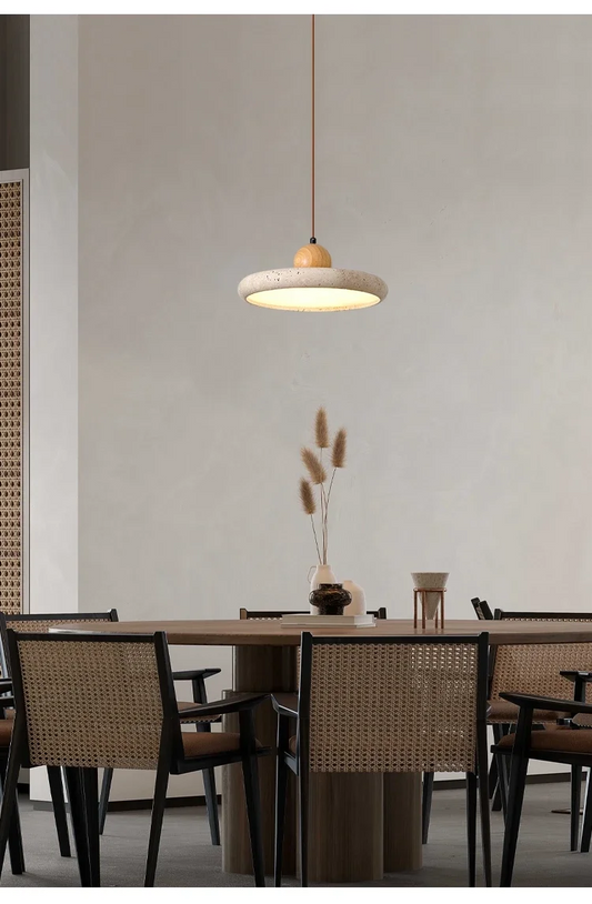 Mannelli Wabi Sabi Circular Travertine Stone Pendant Light for dining room
