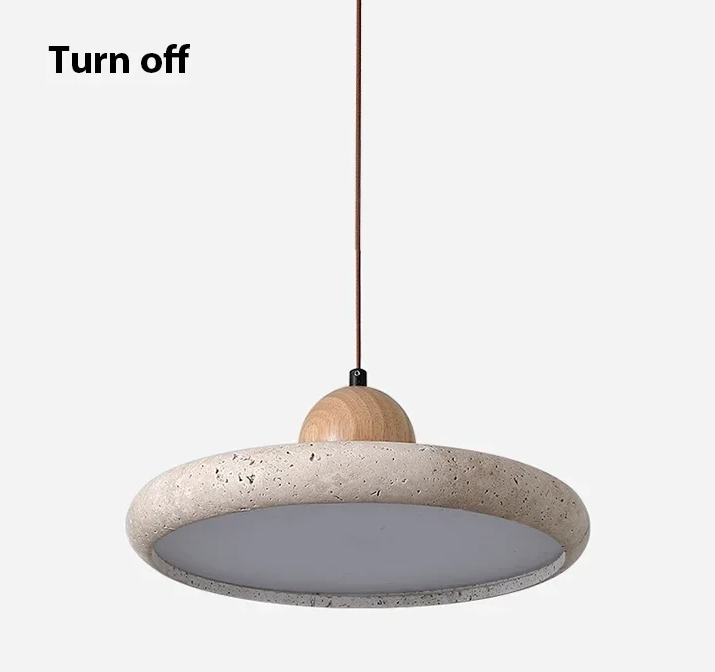 Mannelli Wabi Sabi Travertine Stone Pendant Light when turn off