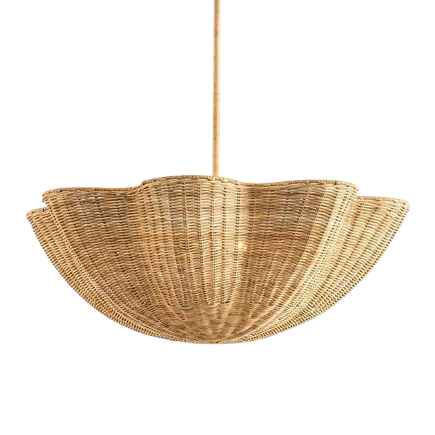 Marion Woven Scalloped Wicker Rattan Pendant Light