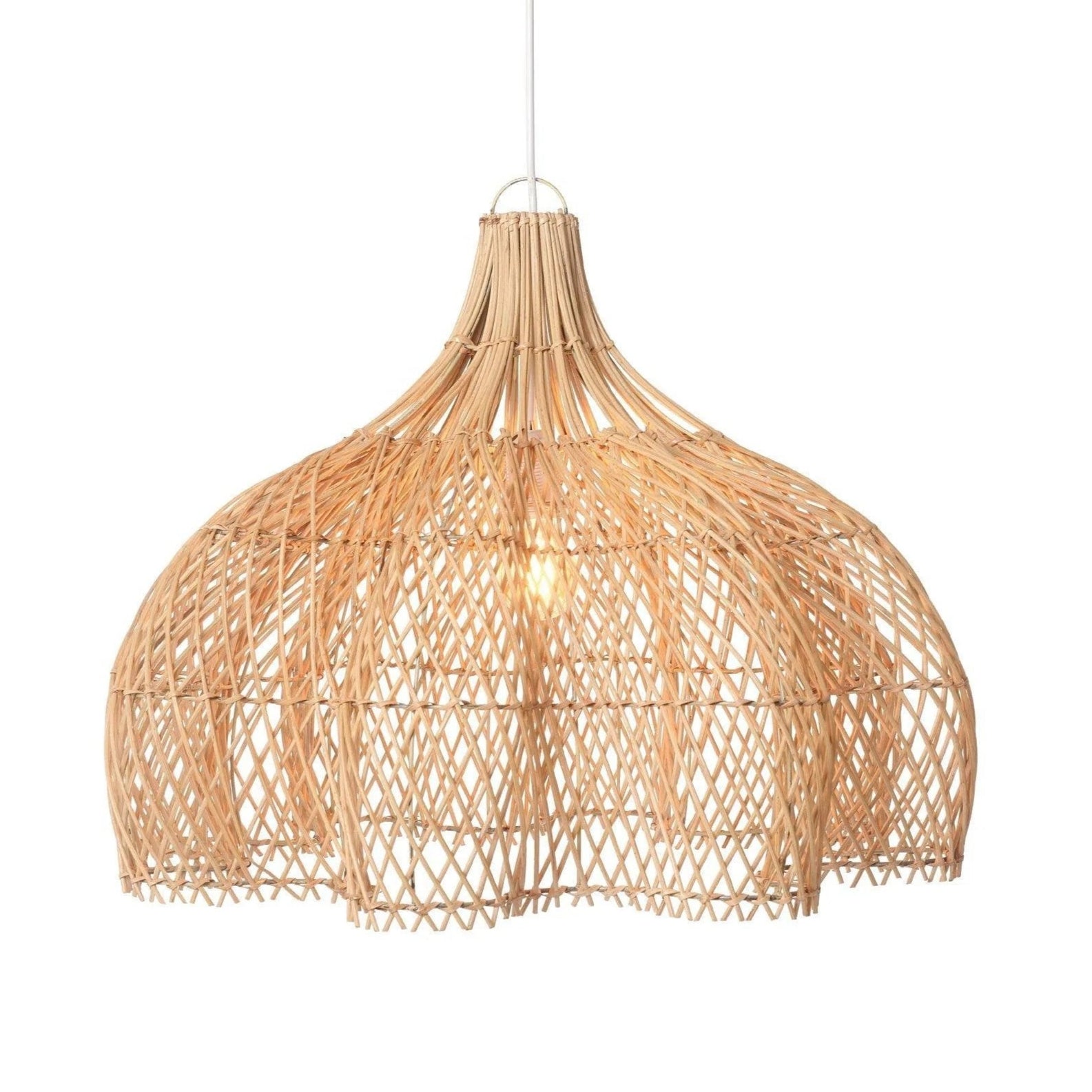 Matador Wabi Sabi Rattan Pendant Light when turn on