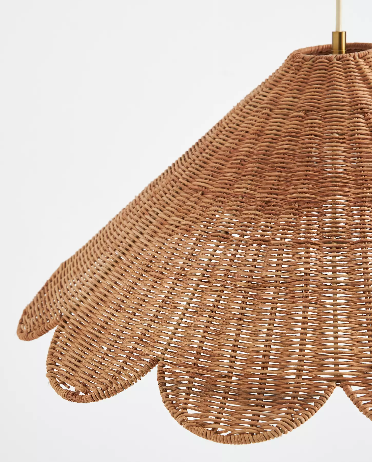 Maude Scallop Boho Rattan Wicker Pendant Light Conical Shade