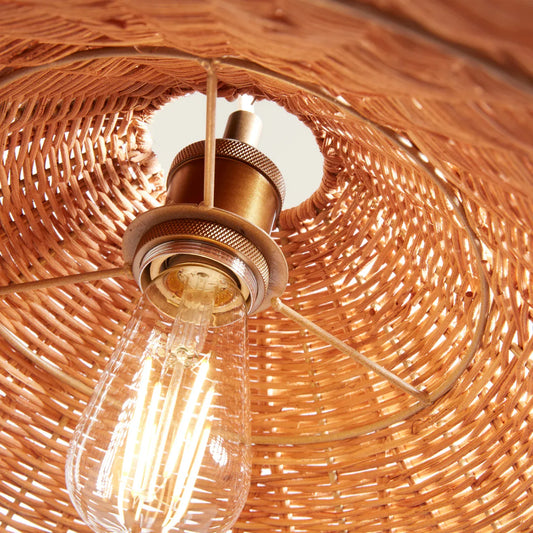 Maude Scallop Rattan Hanging Light Fixture with LED Bulb
