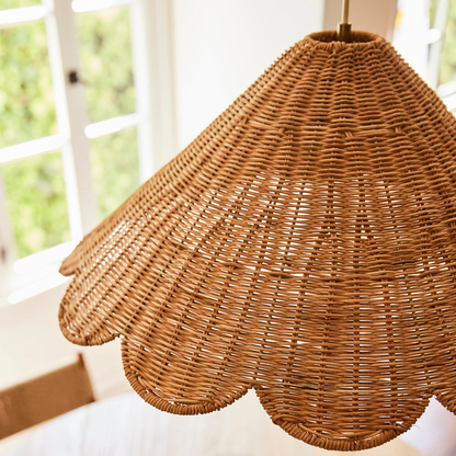 Maude Scallop Rattan Pendant Boho Wicker Shade from Top