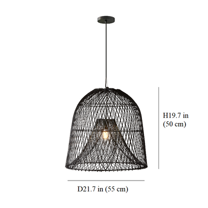 Medium Size Shade of Nassa Black Rattan Pendant Light