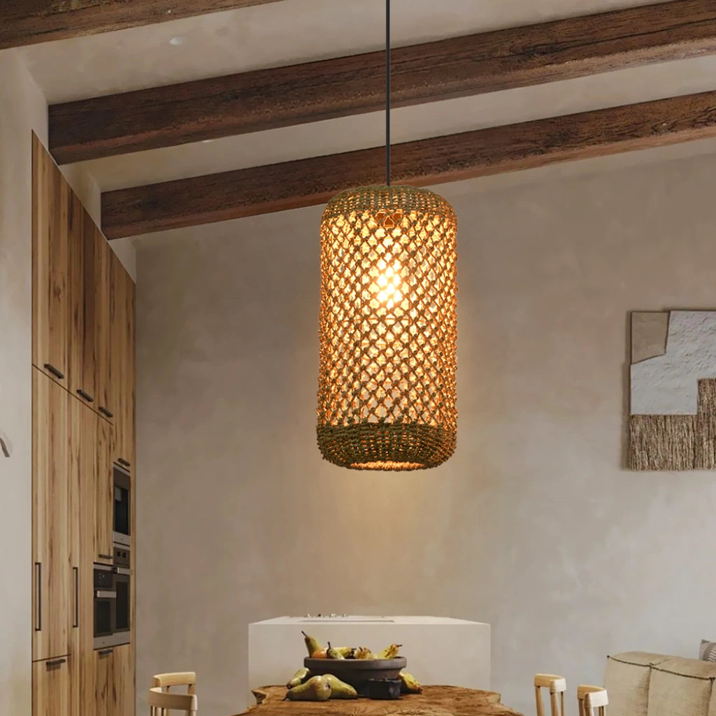 Meredith Basket Wicker Woven Pendant Light for Wabi Sabi Room
