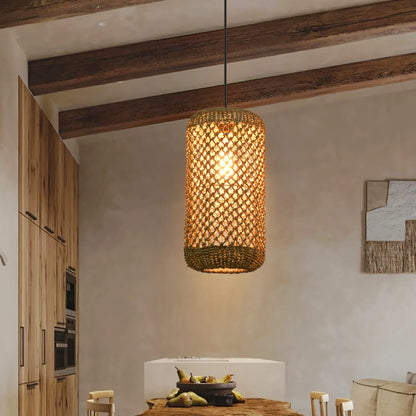Meredith Basket Wicker Woven Pendant Light for Wabi Sabi Room