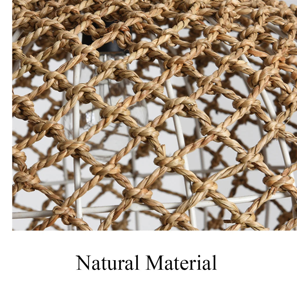 Meredith Basket Wicker Woven Pendant Light Natural Material Shade