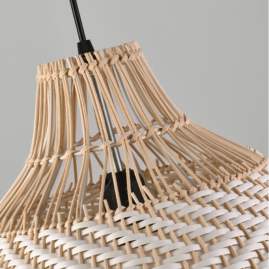 Merock White Rattan Dome Pendant Light Wicker shade from Top