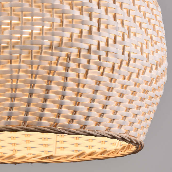 Merock White Rattan Dome Pendant Light Wicker shade light effect