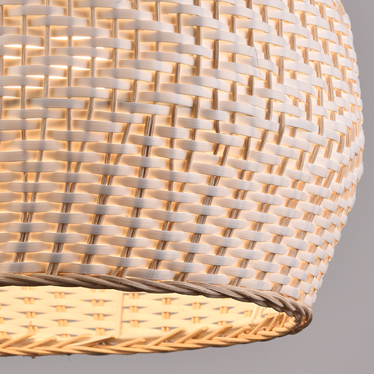 Merock White Rattan Dome Pendant Light Wicker shade light effect
