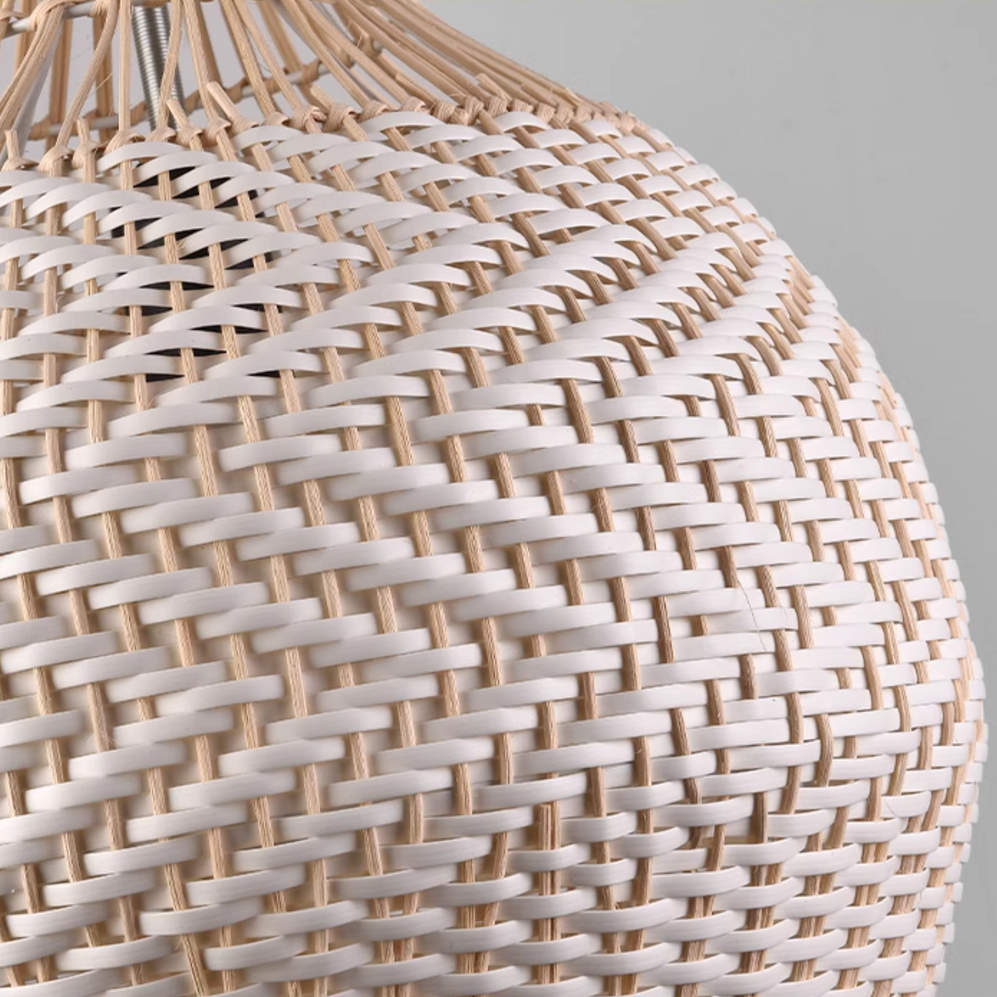 Merock White Rattan Dome Pendant Light wicker shade