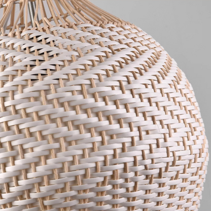 Merock White Rattan Dome Pendant Light wicker shade